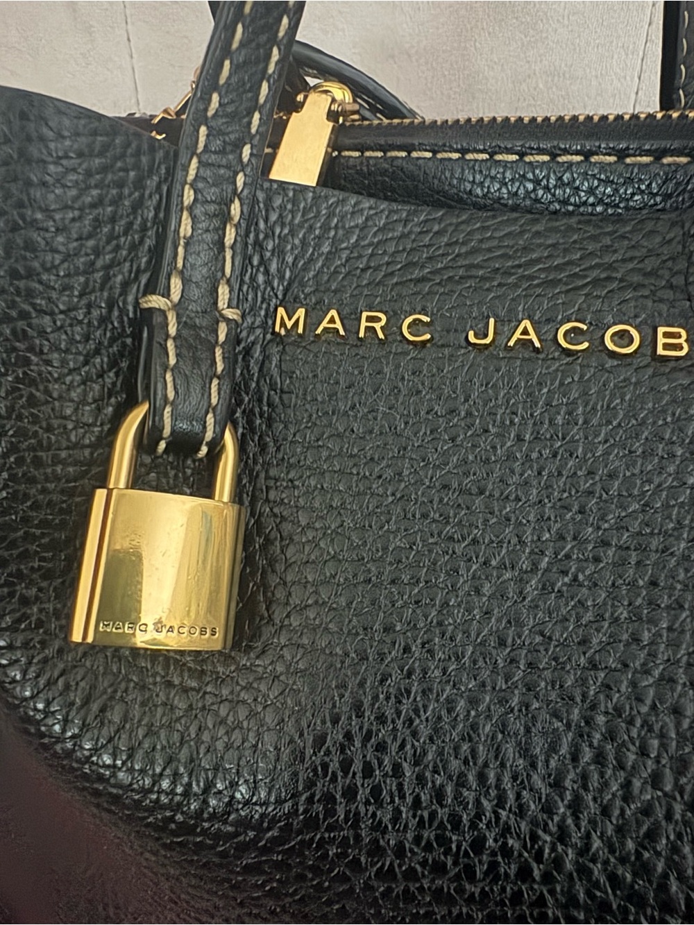 Marc Jacobs Mini Grind Coated Leather Crossbody Tote Bag Satchel Black EUC - Picture 3 of 5